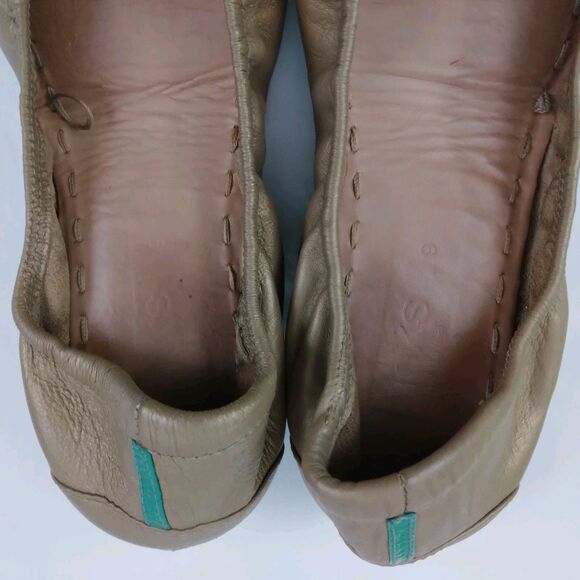 Tieks By Gavrieli Metallic Gold Ballet Flats Leather Teal Accents Women's Size 9 - Picture 12 of 12